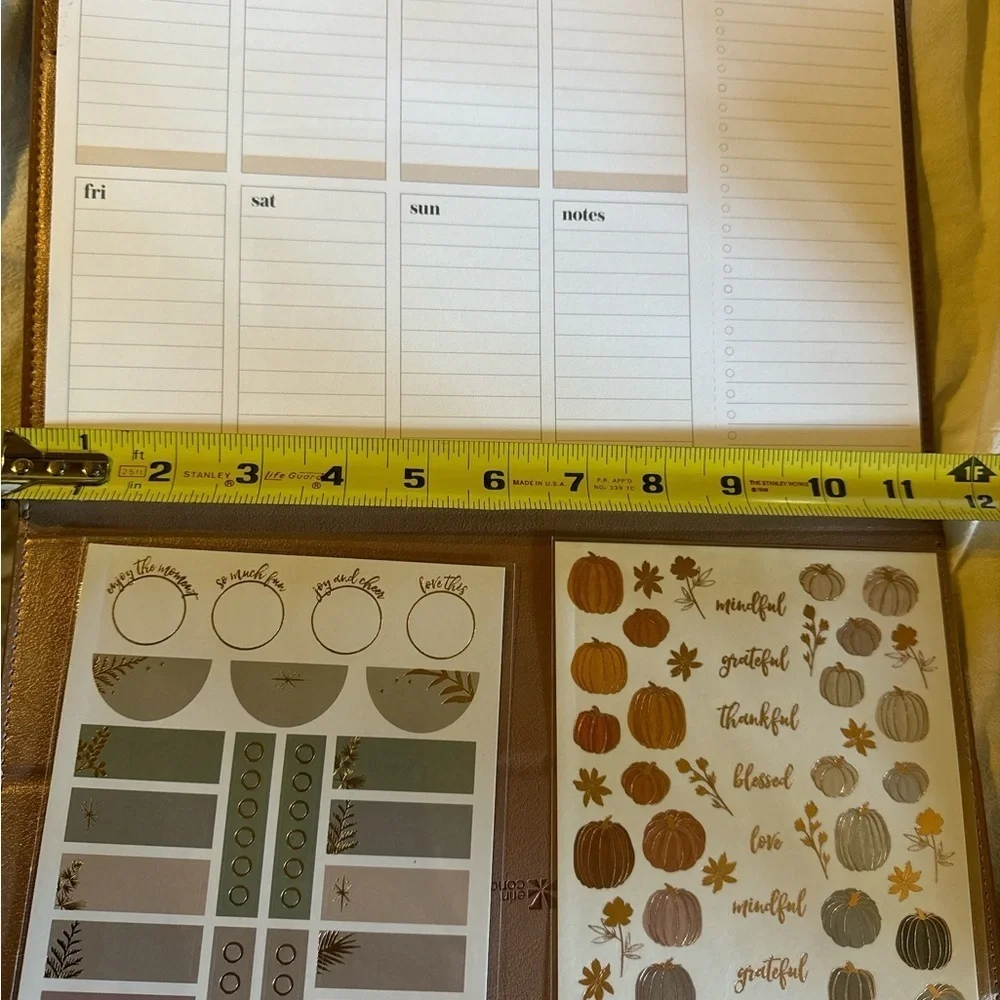 Erin Condren Planning Tri Fold Rose Gold Folio, planner tablet, sticker sheet